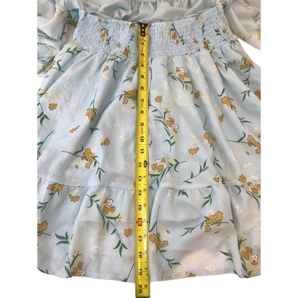 Women's Coastal Dress Tie Back 3/4 Lantern Sleeve Square Neck Ruffle Size Medium - Picture 11 of 12